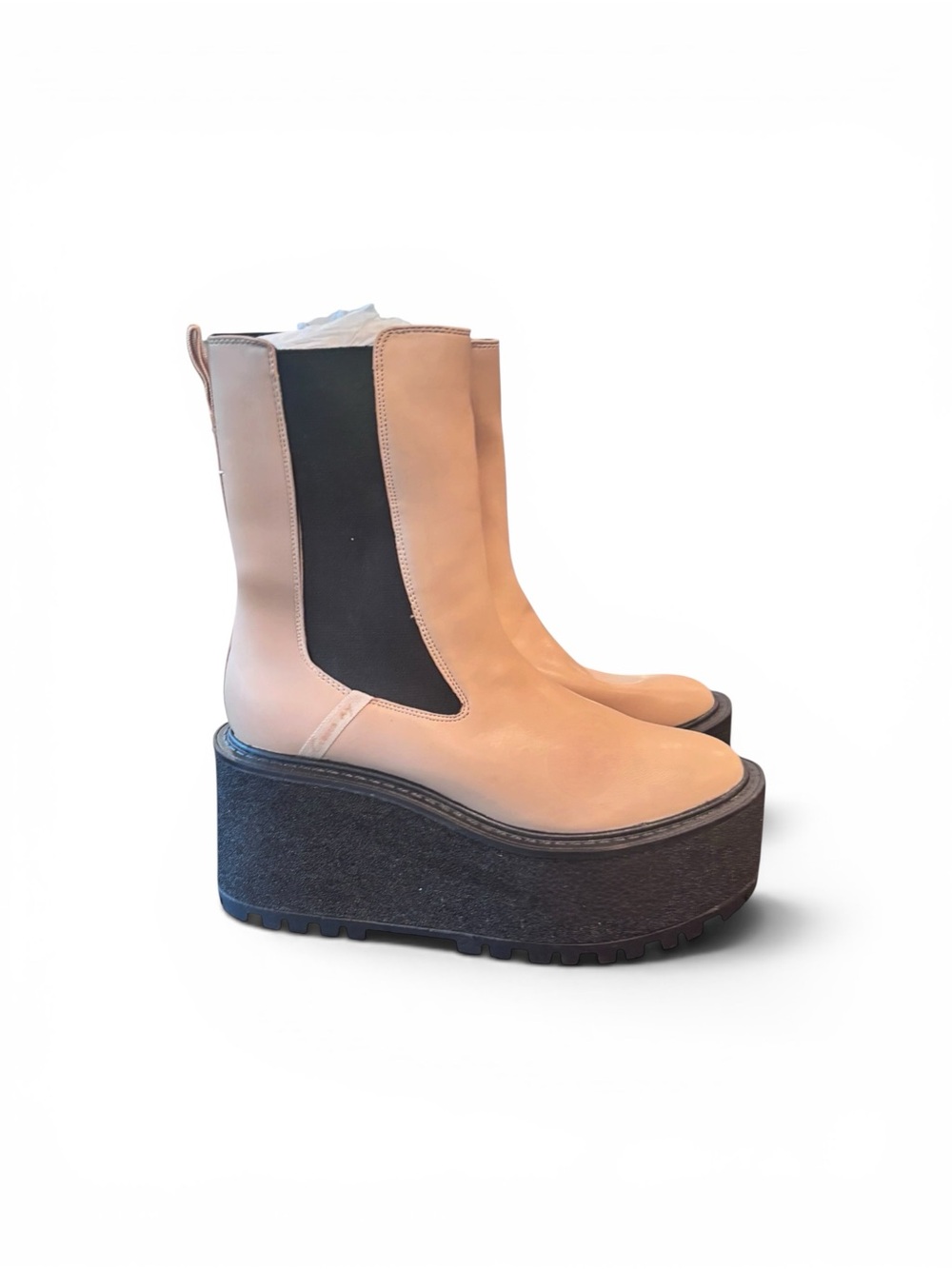 Circus NY Sam Edelman Susan Chelsea Boots Platform Lug Sole Black Beige - Picture 3 of 7